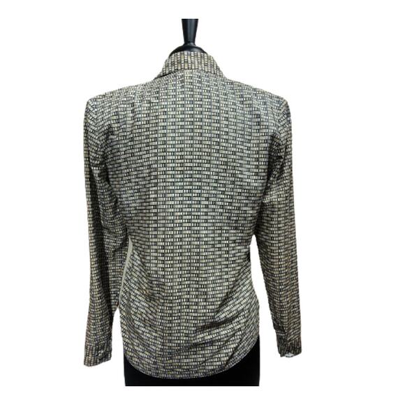 Yellow and Black Collared Blouse Size Small - Picture 2 of 4